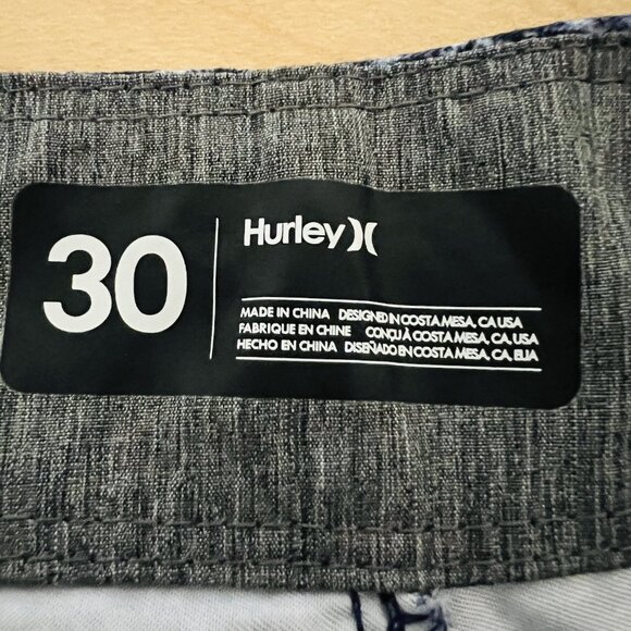 Hurley Men’s Stripe Shorts Beach Ocean Surf Polyester Sz 30 Blue Grey Drawstring - Picture 5 of 11
